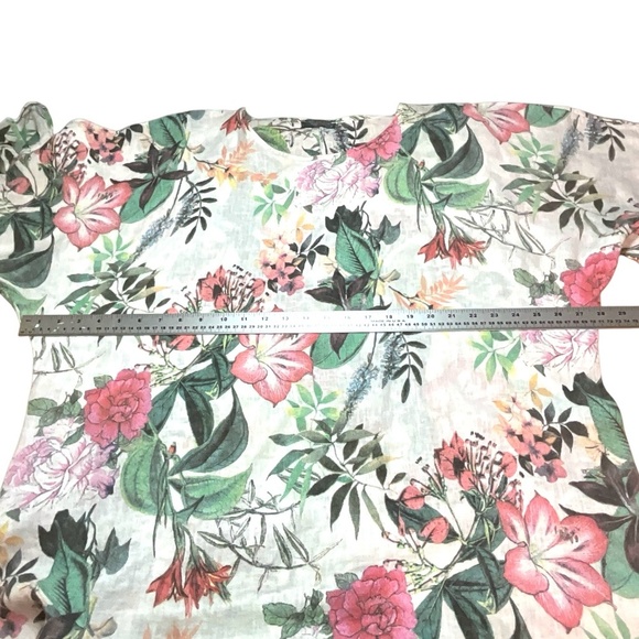 PIAZZA DEL TEMPIO 100% Linen Floral Ruffled Tunic / Mini Dress MADE IN ITALY M - Picture 6 of 9